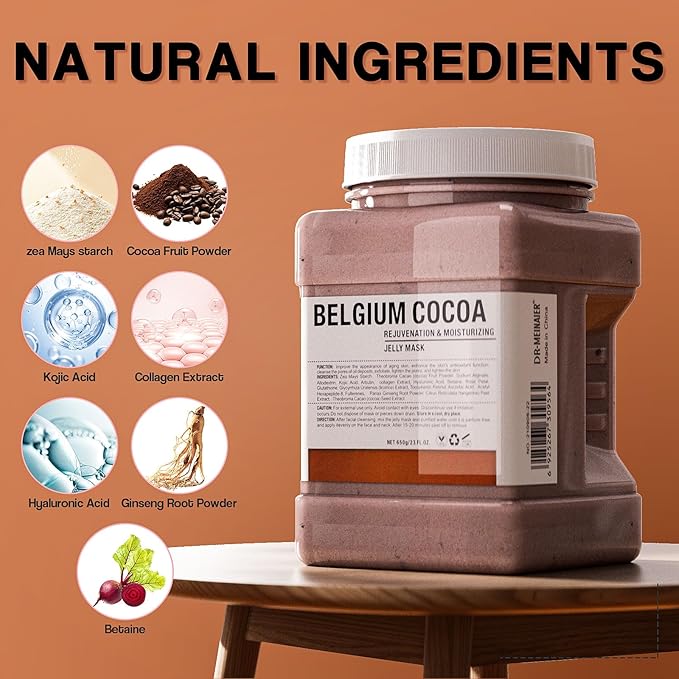 Vajacial Hydro Jelly Mask Powder for Face, Jelly Mask for Facials Professional, Jelly Facial Mask for Teens and Women. Jelly face mask. (Cocoa)