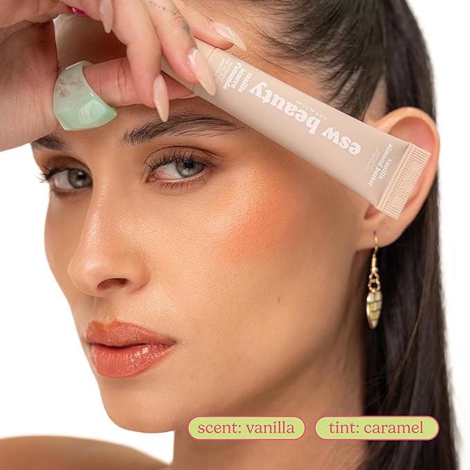ESW Beauty Vanilla Almond Butter Lip Treatment - Light Caramel Brown Tint with Shea Butter, Vitamin E, Vanilla & Almond for Enhanced Protection & Skin Barrier Support