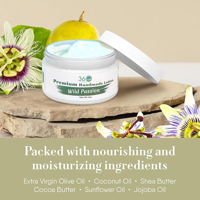 360Feel Wild Passion Body Lotion - Hydrates with Coconut & Olive Oil, Plant-Based, Non-Greasy, Sensitive Skin, All Day Use