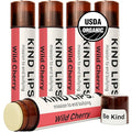 Kind Lips Wild Cherry Lip Balm (5 Pack) – Organic Flavored Lip Balm for Dry, Cracked Lips – Natural Beeswax Moisturizing Lip Care with Sweet Cherry Flavor