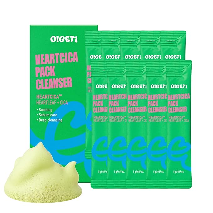 HeartCica Pack Cleanser, Bubble Foaming Facial Cleanser, Cica & Heartleaf, Deep Pore Cleansing, Hydrating & Soothing, 1.8oz