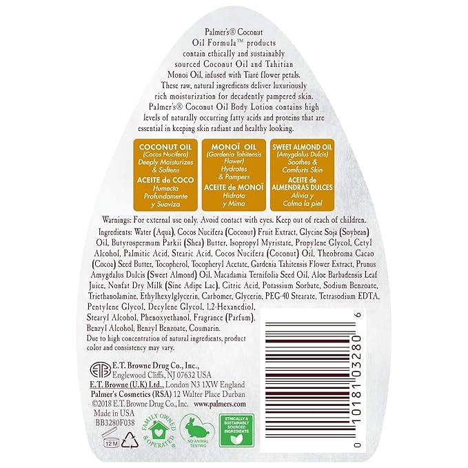 Palmer's Coconut Oil Formula Body Lotion for Dry Skin, Hand & Body Moisturizer with Green Coffee Extract & Vitamin E, Flip Cap Bottle, 8.5 Fl Oz (Pack of 1)