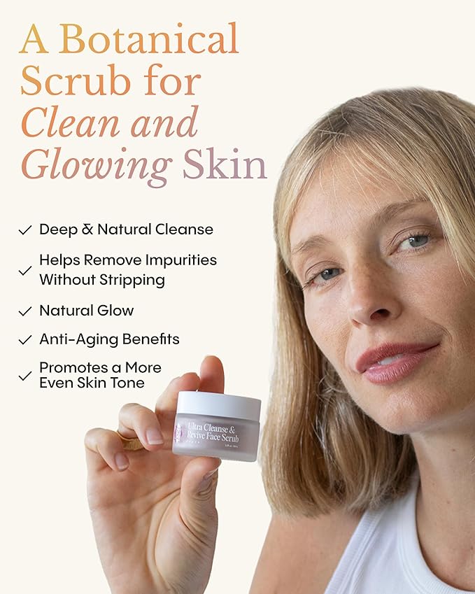 Frøya Organics Ultra Cleanse & Revive Face Scrub | Gentle Exfoliating Scrub with Arctic Rose Petals & Rice Powder | Natural Botanical Formula for Smooth Radiant Skin | 30ml