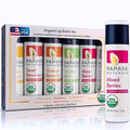 Papaya Naturals USDA Organic Lip Balm Set, 6 Pack – Organic Beeswax, Cocoa Butter & Vitamin E Lip Balm for Dry Lips – Moisturizing Natural Lip Care with Assorted Fruit Flavors