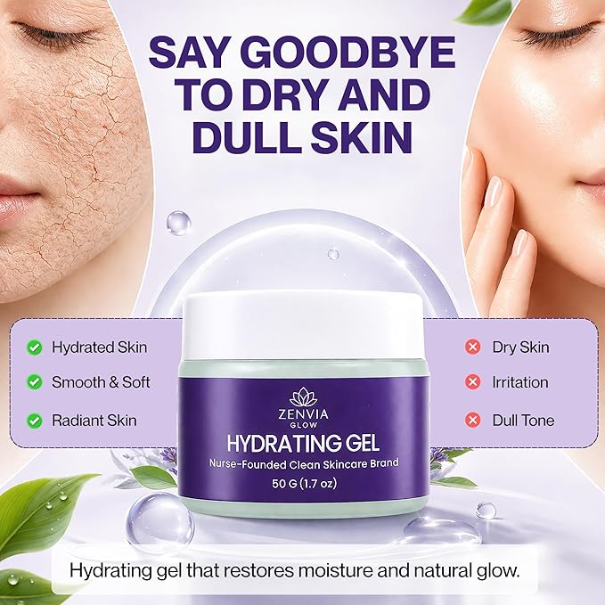 Gel Moisturizer for Face (50g) - Hydrating Face Moisturizer with Aloe Vera, Niacinamide & Vitamin E - Water Based Moisturizer for Face for Brightening & Soothing Oily Skin