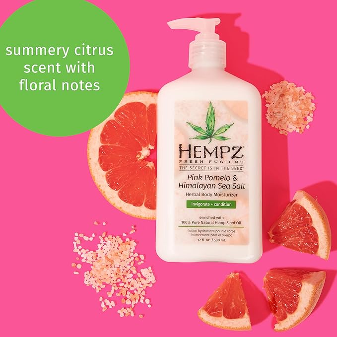 Hempz Body Lotion Pink Pomelo & Himalayan Sea Salt Daily Moisturizing Cream, 17 Fl Oz,(Pack of 2)