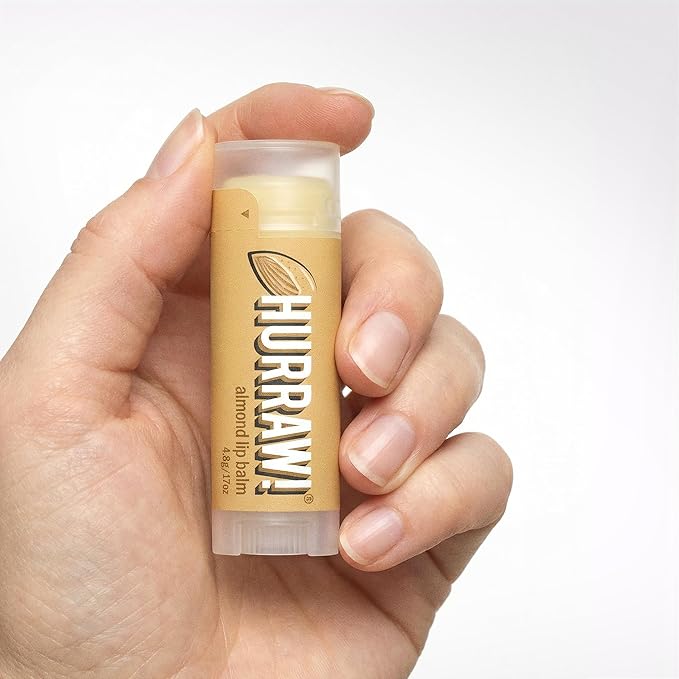 Hurraw! Almond Lip Balm: Organic, Certified Vegan, Cruelty and Gluten Free. Non-GMO, 100% Natural Ingredients. Bee, Shea, Soy and Palm Free. Made in USA