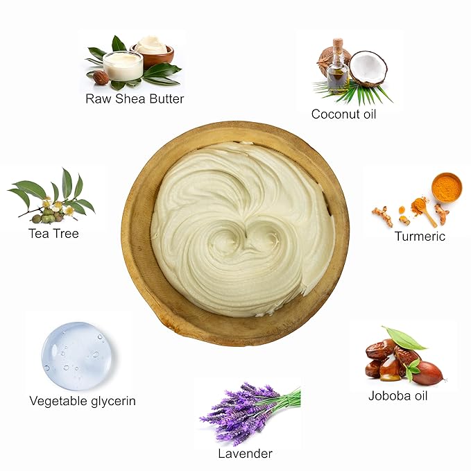 Natural Body Butter Shea Body Moisturizer with Natural Essential Oils to Deeply Nourish, Protect, and Rejuvenate dry Skin - Tea Tree and Lavender 14 oz