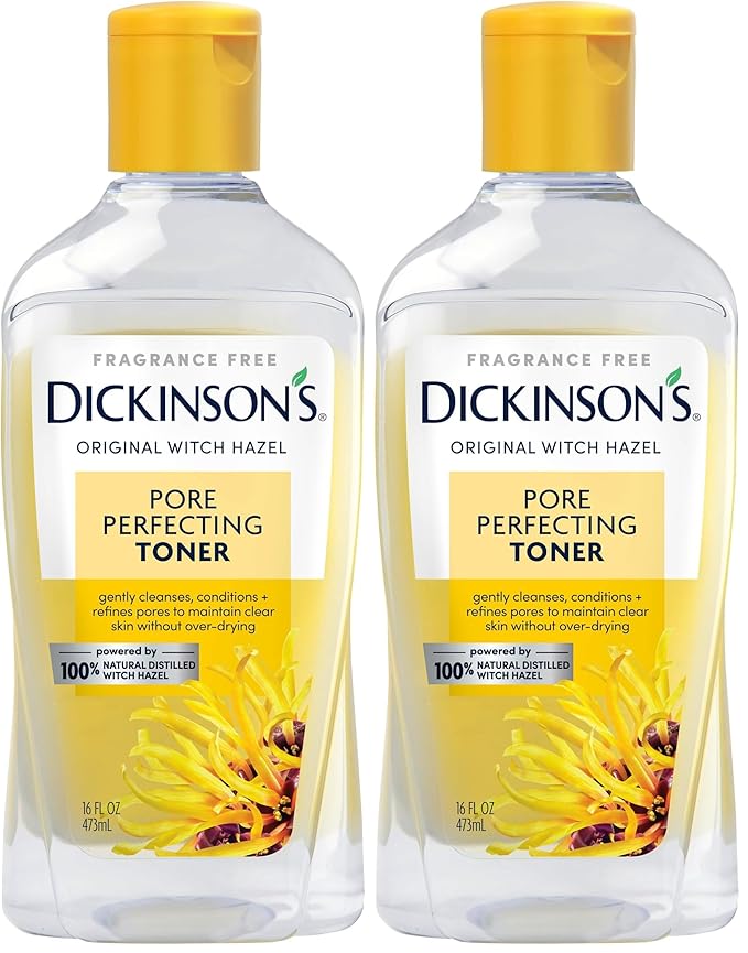 Dickinson's Original Witch Hazel Pore Perfecting Toner | 100% Natural Distilled Witch Hazel | America's #1 Toner | Refines Pores | Removes Impurities & Oil | 16 Fl Oz (Pack of 2)