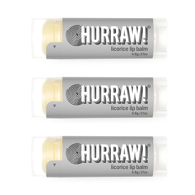 Hurraw! Licorice Lip Balm, 3 Pack: Organic, Certified Vegan, Cruelty and Gluten Free. Non-GMO, 100% Natural Ingredients. Bee, Shea, Soy and Palm Free. Made in USA