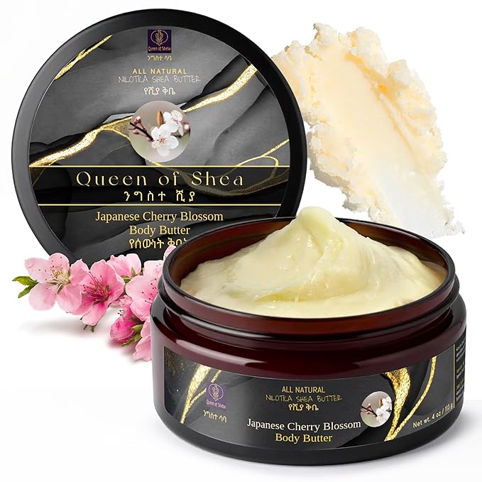 African Shea Butter Raw Organic Shea Butter for Skin 2 Oz Japanese Cherry Blossom – USDA Organic Certified All-Natural Moisturizer for Face, Hair and Body Care, Suitable for All Skin Types