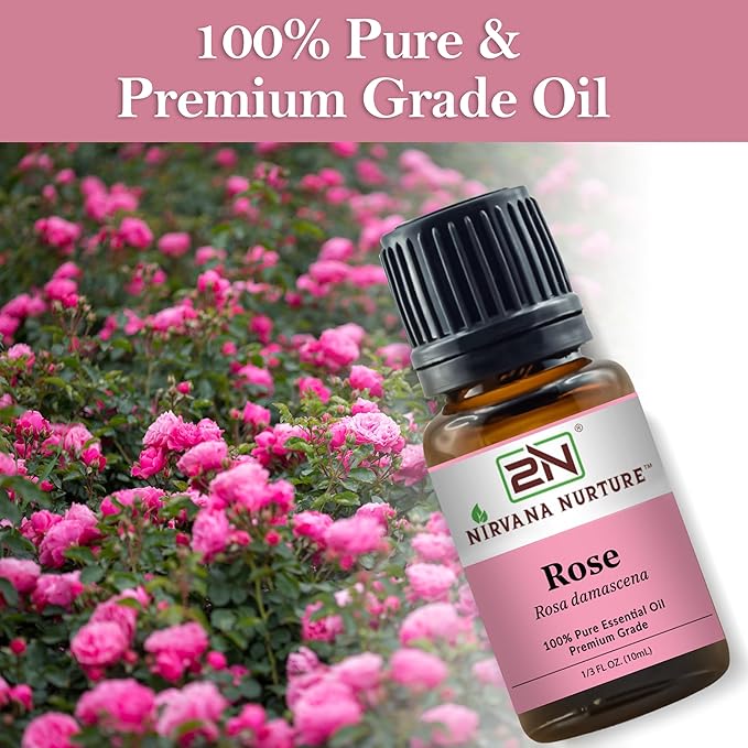 Rose Essential Oil, 100% Pure Undiluted, Aromatherapy Oil for Diffuser, Hair & Skin Care