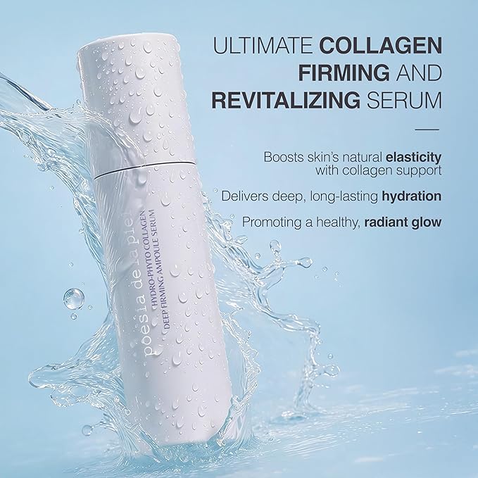 POESIA Hydro-Phyto Collagen Firming Ampoule Serum – Plant-Based Collagen + Niacinamide & Adenosine | Brightening & Firming K-Beauty Serum | All Skin Types | 1.62 fl oz