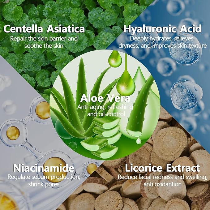 12Pcs Aloe Vera Face Masks Skincare Set for Moisturizing, Face Mask Skin Care Sheet for Dry & Sensitive Skin, Bulk Aloe Face Masks with Effective Extract, Premium Facial Skincare for Hydrating