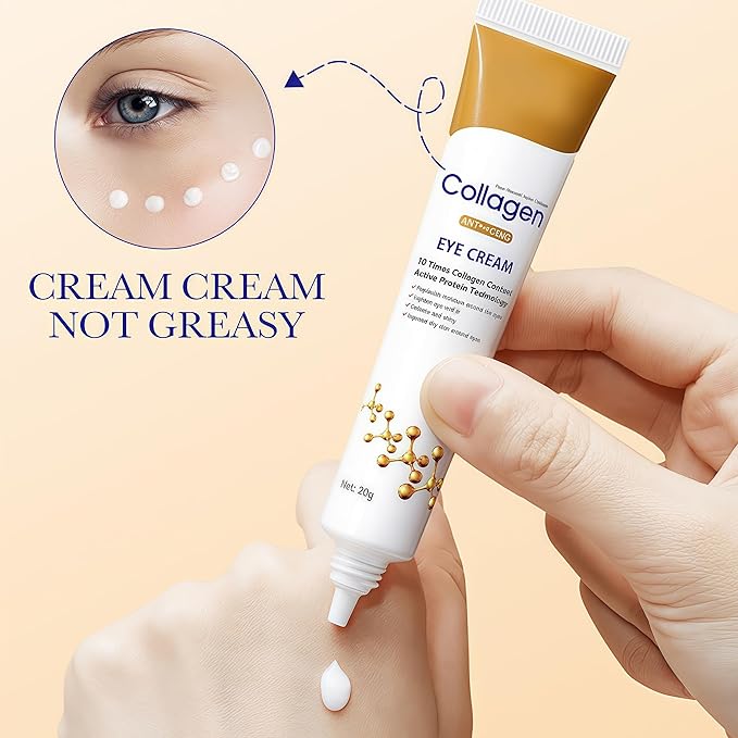Q.Z.Art Revitalizing Eye Cream Anti Aging with Hyaluronic Acid & Collagen Hydrates Caffeine Reduce Wrinkles, Dark Circles & Under Eye Puffiness, Lift, Firm