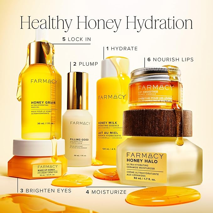 Farmacy Honey Milk Face Essence - Hydrating Milky Toner with Honey, Ceramides + Chamomile - Helps Strengthen Skin Barrier + Replenish Moisture - Soothing + Calming Skincare (10ml)