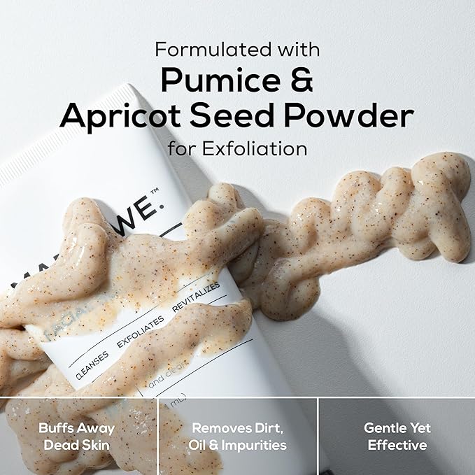 MARLOWE. Facial Scrub for Men, 6 oz, Exfoliating & Refreshing Gentle Face Exfoliator, Cleanses, Smooths, Revitalizes Skin, Clean Vegan Formula with Apricot Seed Powder & Pumice, Fresh Sage & Fir Scent