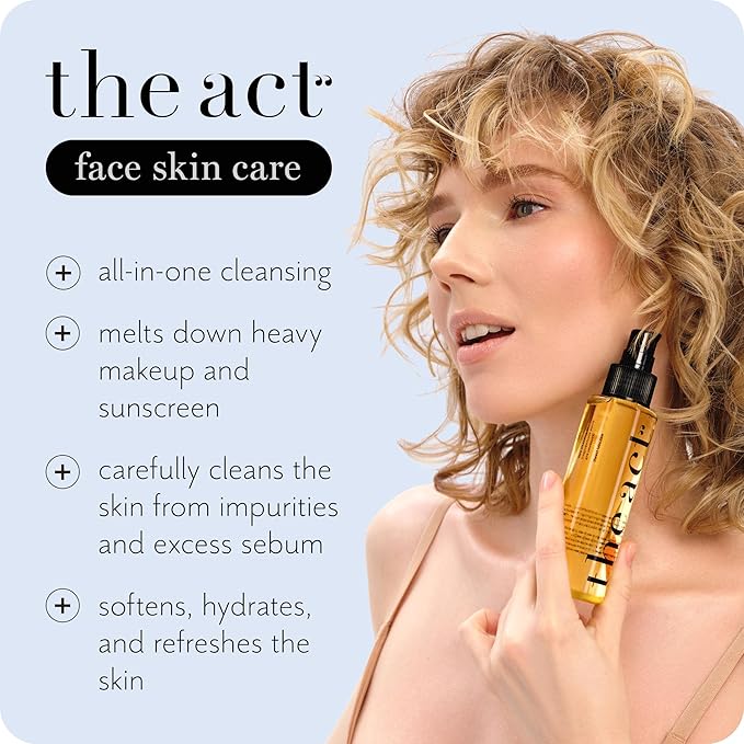 The Act Face Cleansing Oil – Hydrating Makeup Remover & Deep Pore Cleanser | Natural Oils with Grape Seed | Men & Women Cleansing Facial Wash for All Skin Types, Vegan & Cruelty Free | 3.72 fl oz