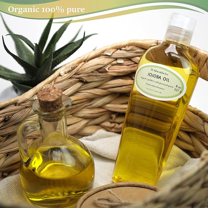 Dr Adorable - 8 oz - Jojoba Oil Golden - 100% Pure Natural Unrefined Organic Cold Pressed