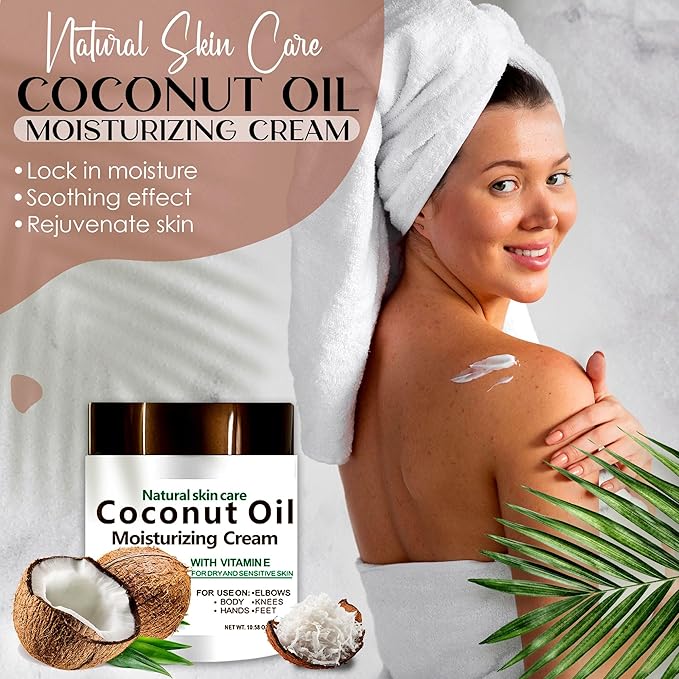 Coconut Cream 300ml – Moisturizing Body Lotion for Dry Skin – Nourishing Cream for Skin & Body – Natural Coconut Moisturizer for Women & Men