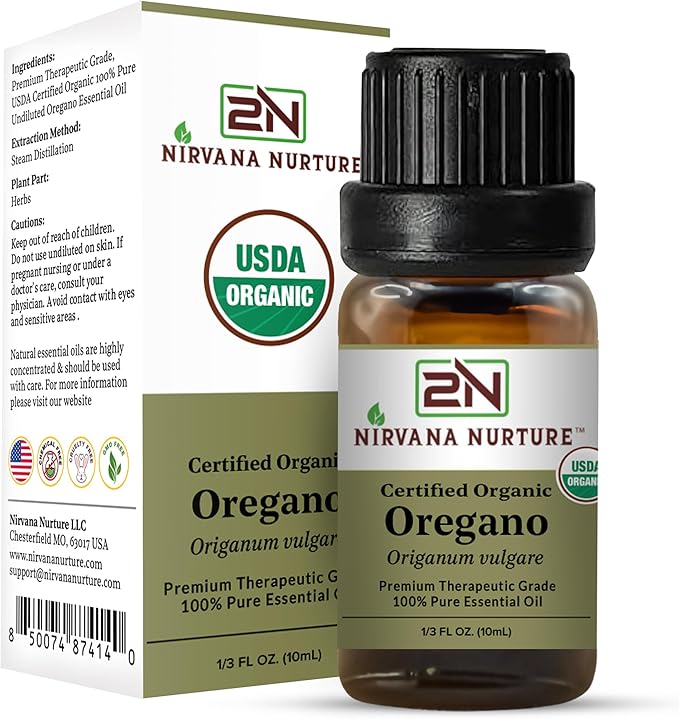 Oregano Essential Oil, USDA Certified Organic, 100% Pure Undiluted, Aromatherapy Oil for Diffuser, Hair & Skin Care