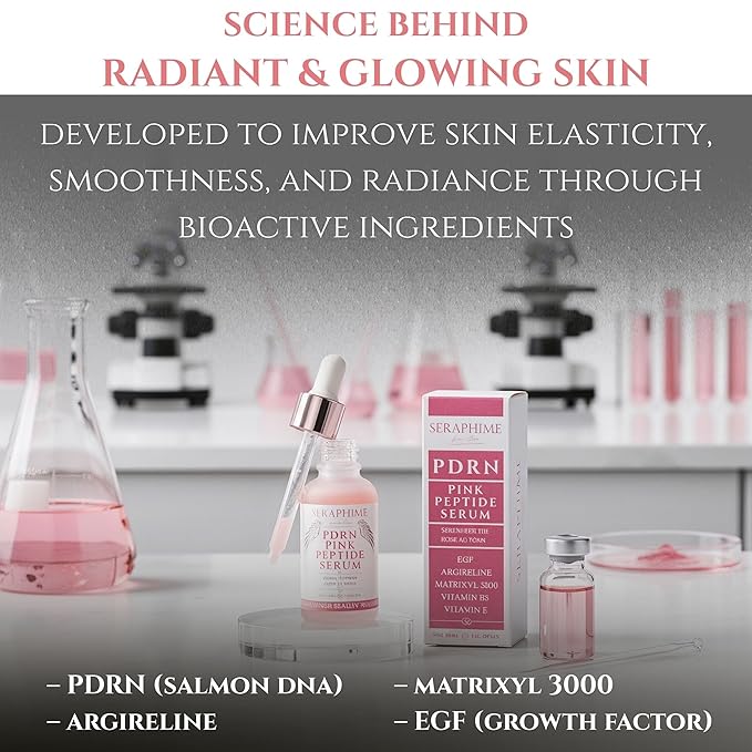 PDRN Pink Peptide Serum with Salmon DNA, EGF, Argireline & Matrixyl 3000 – Pink PDRN Serum Skin Care for Glowing Skin – Anti-Aging, Hydrating, Brightening Skincare with Argireline Peptide Matrixyl