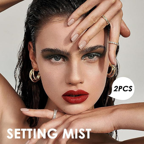 2PCS Makeup Setting Spray Set, Face, Weightless, Long Lasting, Waterproof, Fixing, Smudge-proof, Hydrating & Refreshing, All Skin Types