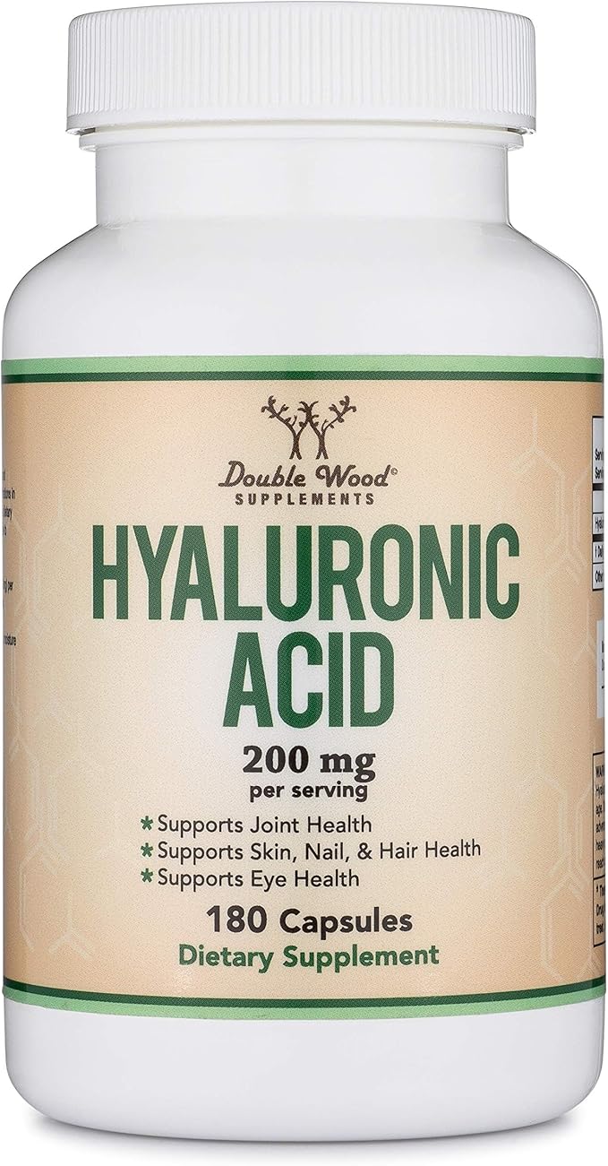 Double Wood Supplements Hyaluronic Acid, 180 Capsules (100 mg per Capsule)