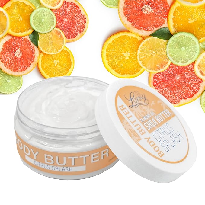 Luxiny Whipped Body Butter for Women & Men – Non-Greasy, Plant-Based Moisturizer with Shea Butter & Essential Oils – Hydrates, Softens & Nourishes Dry Skin (8 oz, Citrus Splash)