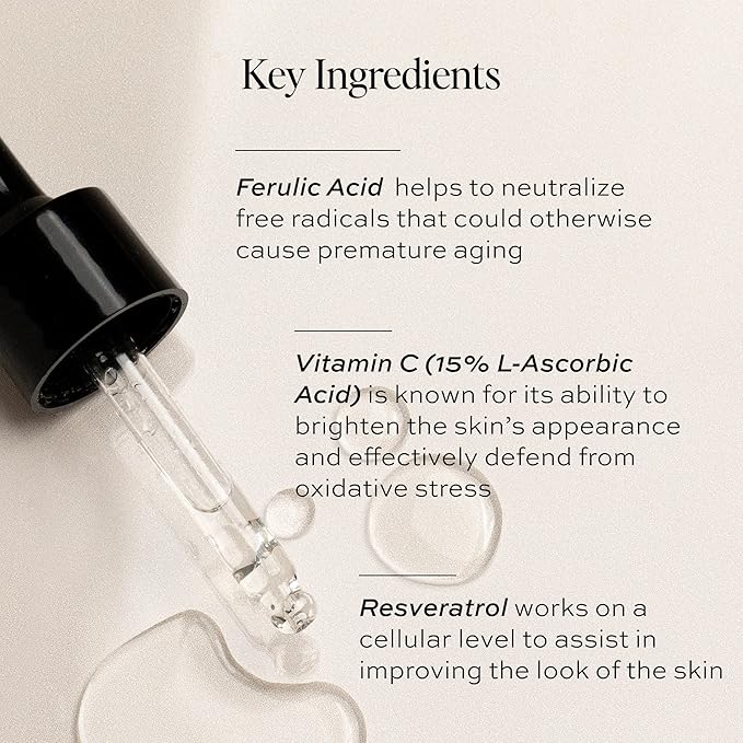 DIME Beauty Hyper Glow Vitamin C Face Serum for Dark Spots and Brightening with Ferulic Acid, Resveratrol and Hyaluronic Acid, Firming Glow Serum, Vegan, Cruelty-Free, 1 oz / 30 ml