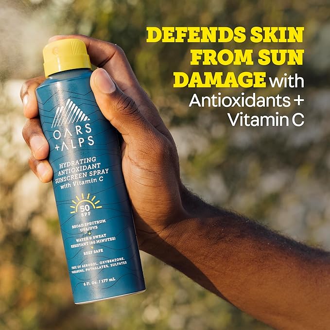 Oars + Alps SPF 50 Face & Body Broad Spectrum Sunscreen Spray | Fast-Absorbing, Lightweight, Non-Greasy, Hawaii Reef Act 104 Compliant, Water-Resistant, Octinoxate + Oxybenzone Free, 6 Oz, 2 Pack