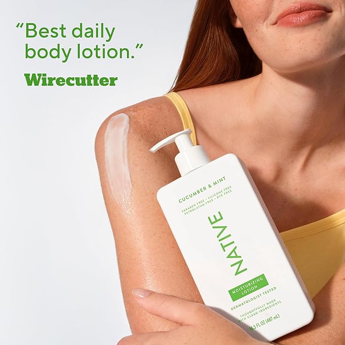 Native Body Lotion, Cucumber & Mint, 48-Hour Hydration for Dry & Sensitive Skin, Made with Plant-Based Moisturizers like Shea Butter, Silicone & Paraben Free, 16.5 fl oz