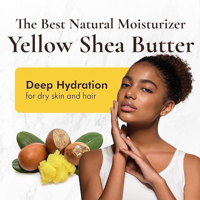HalalEveryDay Yellow Shea Butter from Ghana, Raw Unrefined African Shea Butter for Skin & Hair, 100% Pure Natural Moisturizer for Body, Face & DIY Beauty, 24 oz