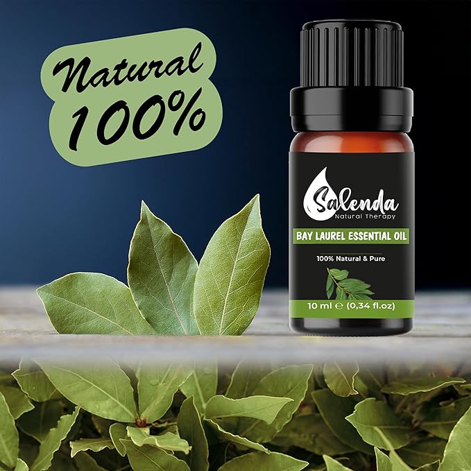Bay Leaf Essential Oil by Salenda -100% Pure Bay Laurel, for Diffuser & Humidifier, Massage, Skin & Hair Care -0.34 Fl Oz (10 ml)