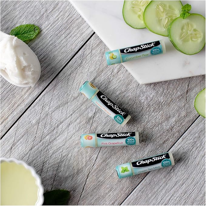 ChapStick Green Tea Mint 100 Percent Natural Ingredients Lip Butter, Moisturizing Lip Balm - 0.15 Oz