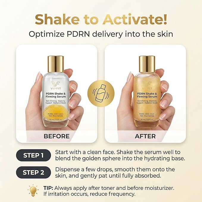 PDRN Bi-Phase Firming Serum with AH8 Peptide,CICA and Niacinamide - Advanced Essence for Skin Elasticity and Radiance - 1 fl oz (1, 30ml)