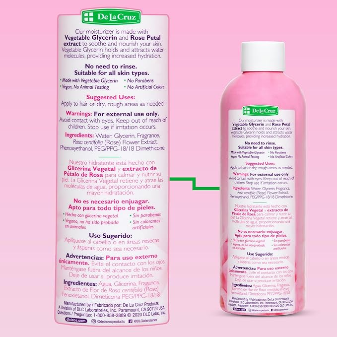 De La Cruz Rose Water and Glycerin for Face - Rosewater Facial Toner and Moisturizer for Skin and Hair 8 fl oz (236 mL) - 11 Bottles