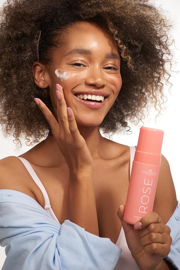 COCOSOLIS Rose Clean & Hydrate Face Foam Deep Pore Facial Cleansing Foam with Moisturising Hyaluronic Acid and Glycerine