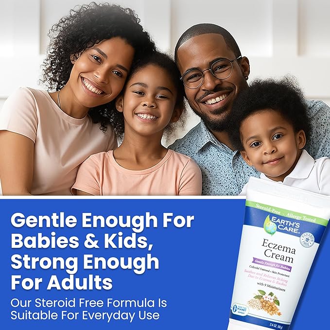 Earth’s Care Eczema Cream For Adults & Kids - Colloidal Oatmeal Eczema Treatment Cream with 9 Moisturizers - 2.4 OZ