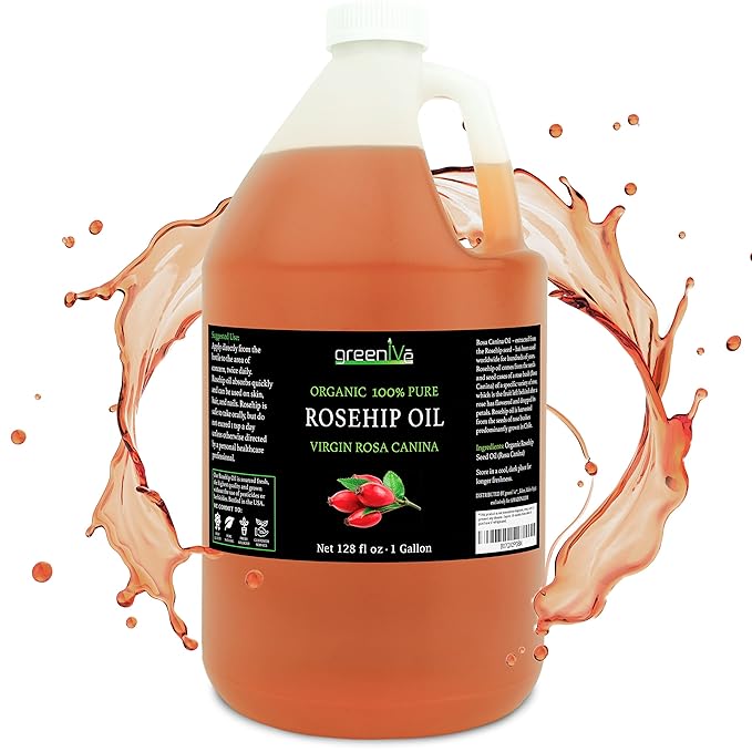 GreenIVe Rosehip Oil Rosa Canina 100% Pure Cold Pressed Virgin Oil Exclusively on Amazon (128 Fl Oz (1 Gallon))