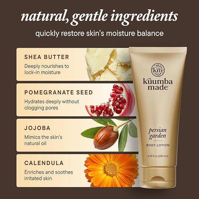 Kuumba Made Persian Garden Body Lotion, Hydrating Daily Moisturizer with Shea Butter & Botanical Oils, Vegan, 6.75 Oz