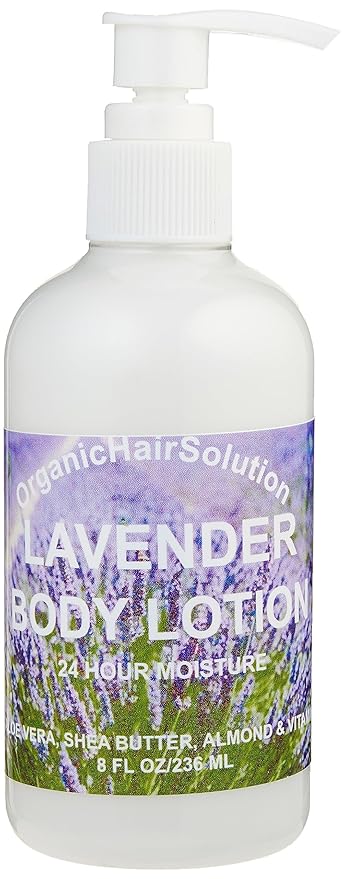 Organic Hair Solution-Body Lotion -Daily Moisturizing- with Soothing Aloe Vera and Vitamin E- Dry Skin, Non-Greasy-Shea Butter, Almond oil- For both Males & Females- Natural Fragrance-Vegan (Lavender)