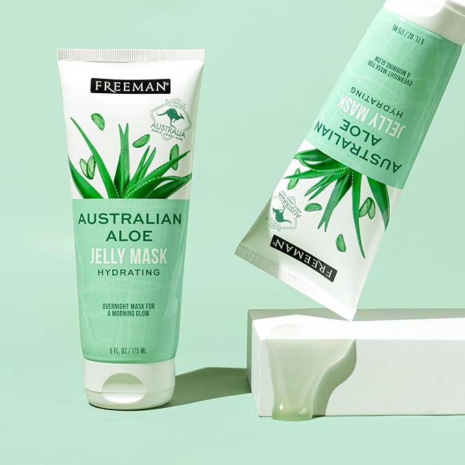 Freeman Exotic Blends Australian Aloe Jelly Mask, Leave-On Overnight Facial Mask, Calm, Soothe Irritation, & Hydrate Dry Skin, Clean Skincare, For All Skin Types, 6 fl. oz./175 ml. Tube