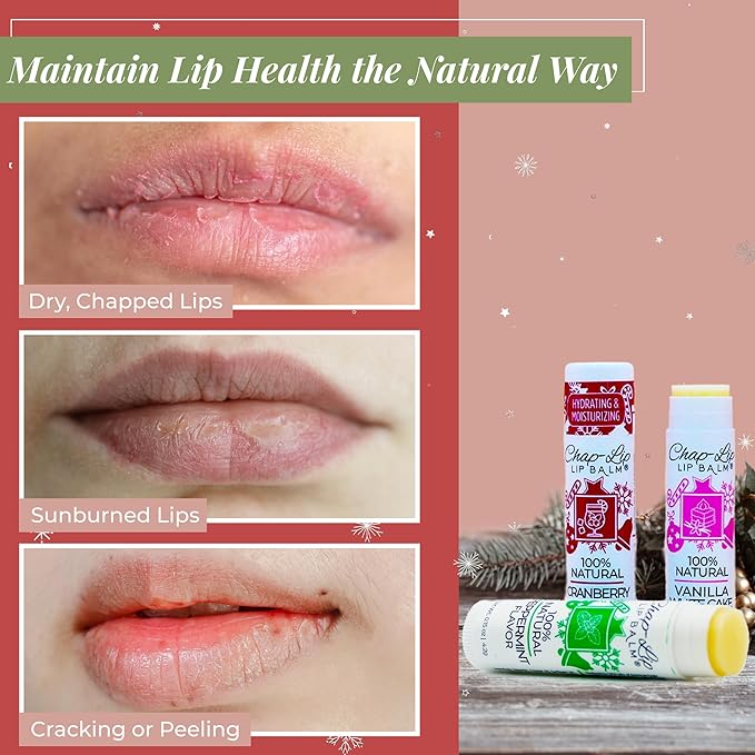 Chap-Lip Lip Balm 100% Natural Lip Balm Set - Beeswax Natural Christmas Gifts for Her - Ideal Gift for Women - Lip Moisturizer for Dry Lips, Cocoa Butter - Cranberry Spritz, Pack of 2
