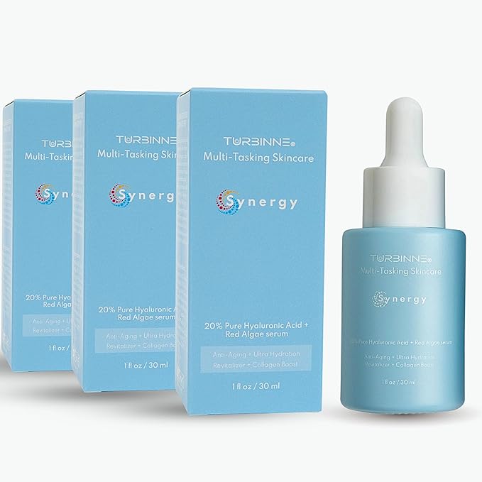 20% Pure Hyaluronic Acid + Red Algae Serum – Anti-Aging, Hydrating, Collagen Boost – Retinol, Vitamin C, CoQ10, Tea Tree Oil – Brightening, UV Protection – For All Skin Types (3 Count)