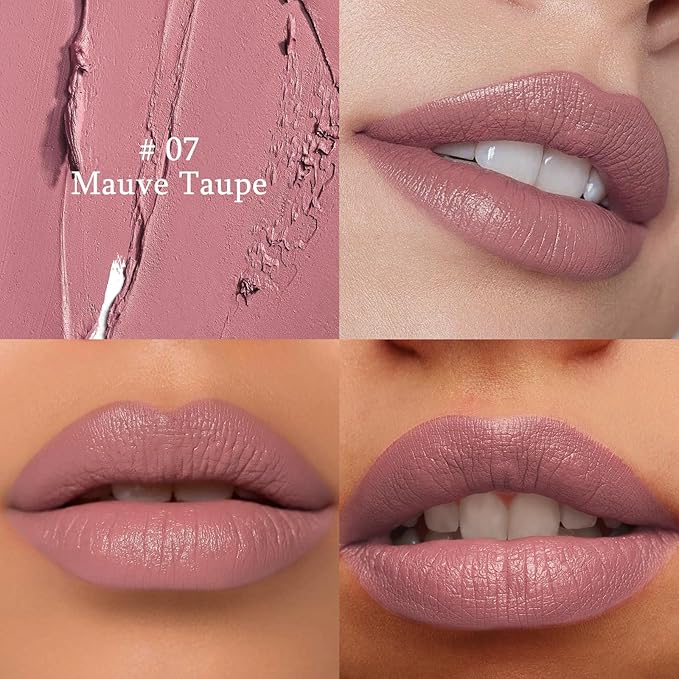 Mauve Taupe Cream Lipstick Lip Crayon, Hydrating Lipstick for Women, Smooth Natural Color Tinted Lip Balm & Lip Crayon Liner in One, Buildable Color with Soft Finish, 07