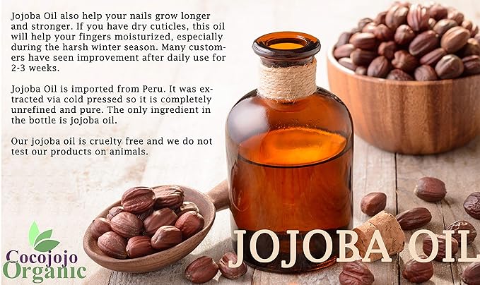Dr Joe Lab Jojoba Oil Organic, for Hair Growth, Skin, Face, 100% Pure Natural, Cold Pressed, Deep Moisturizing Anti-Aging, Essential Oils - 8 Fl Oz