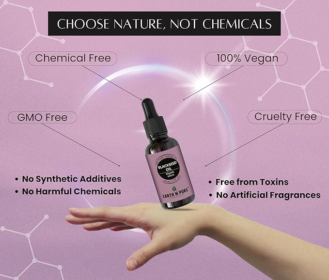 Earth N Pure Blackseed Oil (Kalonji Oil) Cold Pressed, Natural and Therapeutic Grade for Hair 15 ml