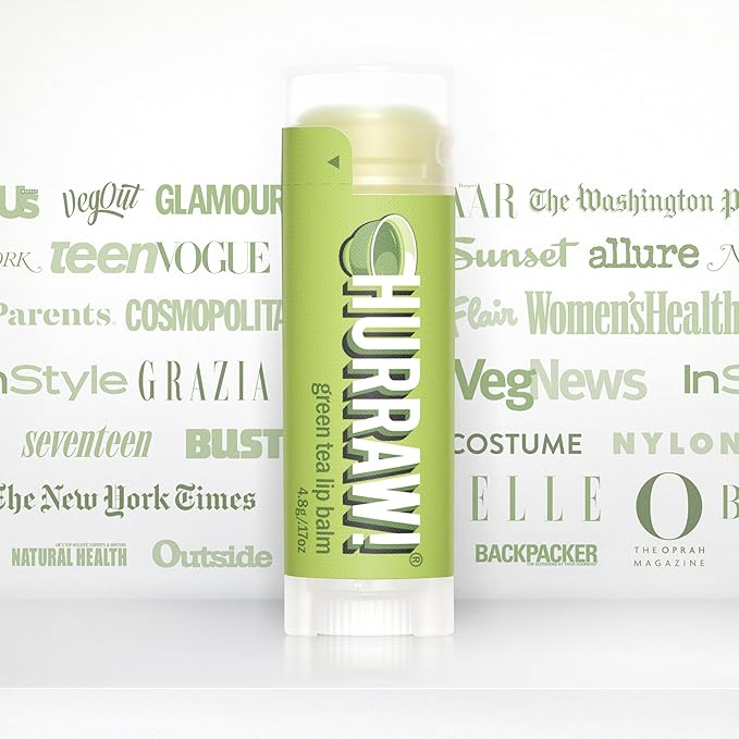 Hurraw! Green Tea Lip Balm: Organic, Certified Vegan, Cruelty and Gluten Free. Non-GMO, 100% Natural Ingredients. Bee, Shea, Soy and Palm Free. Made in USA