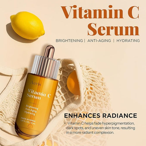 Aeris Vitamin C Face Serum – Hydrating & Revitalizing Formula For Dark Spots, Uneven Tone & Fine Lines – Dermatologist Tested, Anti-Aging, Korean Skin Care – Clean Beauty, Cruelty-Free – 1.69 Fl Oz